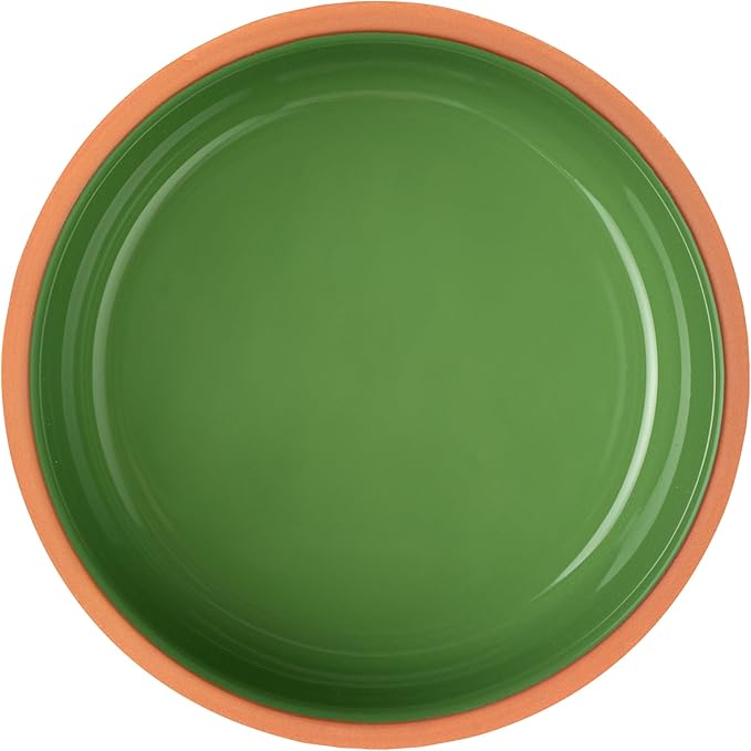 Restaurantware-Terra Tek 34 Ounce Terracotta Cazuelas, 2 Green Glazed Clay Pots For Cooking - Oven-Ready, Microwavable, Terracotta Serving Pots, Dishwashable, For Cooking And Serving