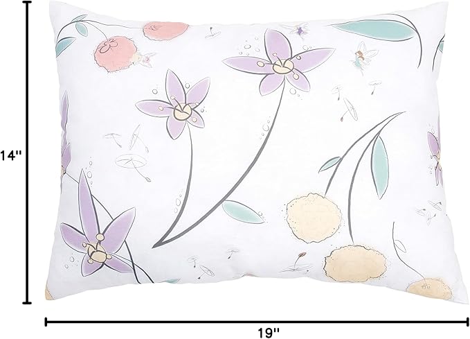 JumpOff Jo Pillow for Boys and Girls, Kids Travel Pillow, No Pillowcase Needed, 100% Cotton Cover, Hypoallergenic, Machine Washable – 14”x19”, Floral