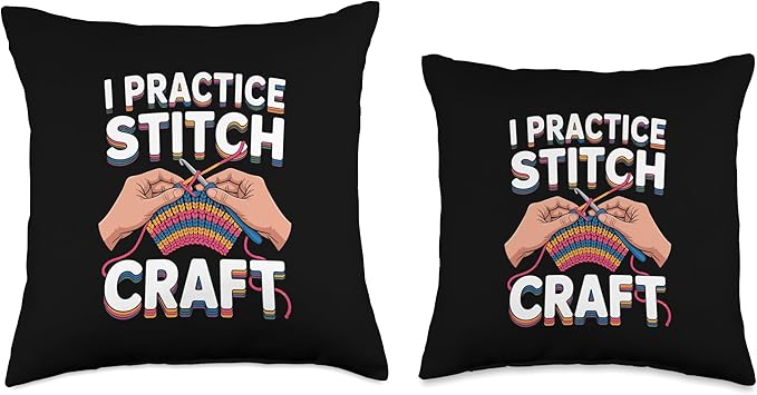 Crochet Hook Yarn Heart Stitch Craft Quote Throw Pillow