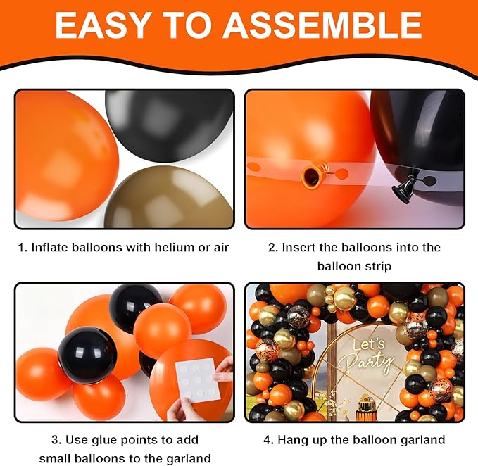 Black Orange Arch Kit Garland with Gold Brown Balloons Star Balloons for 2026 Graduation Decorations Boys Birthday Basketball Sport Event Anniversary Party Decorations