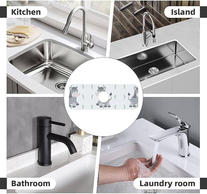 Smiling Donkey Printed Faucet Absorbent mat, Suitable for bathrooms, Kitchens, and Other Sink Areas.