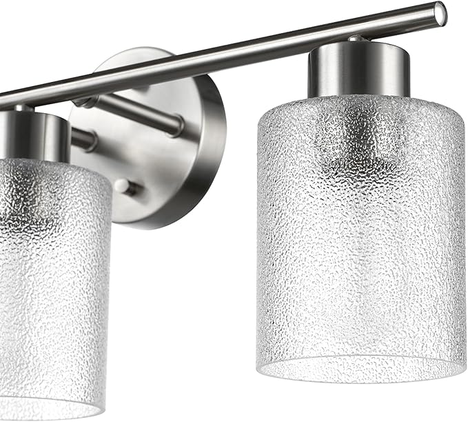 Globe Electric 63000209 5-Piece Bathroom Accessory Set with 23" 3-Light Vanity Light, Brushed Nickel Finish, Frosted Glass Shades, Towel Bar, Robe Hook, Towel Ring, Toilet Paper Holder
