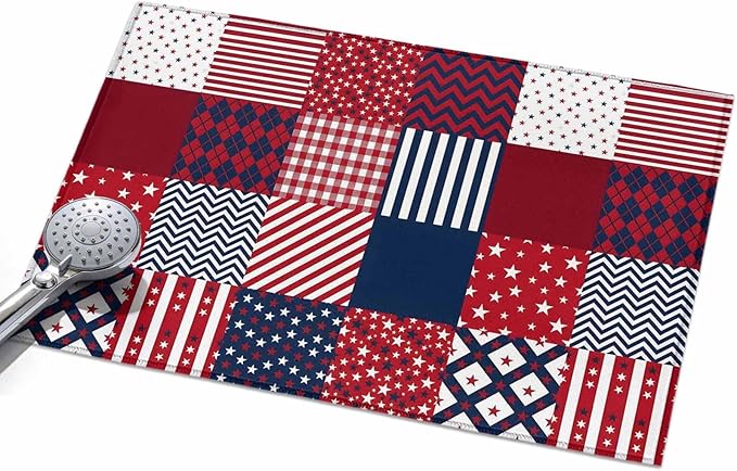 Area Rug 2x3ft, Abstract Splicing Stars Stripes Washable Rugs for Living Room Bedroom, Independence Day Red Blue White Soft Non-Slip Area Rugs Rectangle Floor Carpet for Dining Room