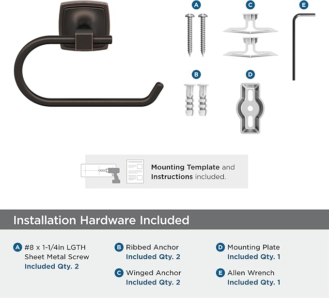 Amerock BH36091ORB | Oil Rubbed Bronze Single Post Toilet Paper Holder | 7-1/16 in. (179 mm) Length Toilet Tissue Holder | Stature | Bath Tissue Holder | Bathroom Hardware | Bath Accessories