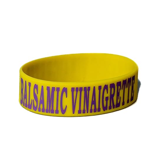Culinary ID Bands "BALSAMIC Vinaigrette" Bottle Label, Food Grade Silicone Band for 12 oz Squeeze Bottles, Clear Printed Text, Reusable Kitchen ID Tag, Improves Efficiency and Safety