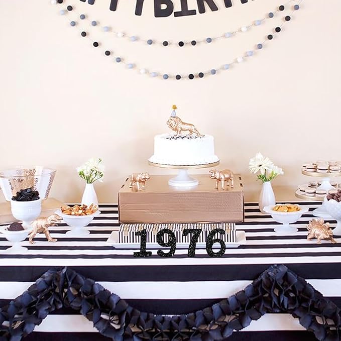 TONIFUL 4 Inch 1976 Black Glitter Table Centerpiece Sign 1976 Number Block for 50th Birthday Decoration,Fifty Years Old Birthday Table Decoration,Class of 1976 Reunion Decorations or Anniversary