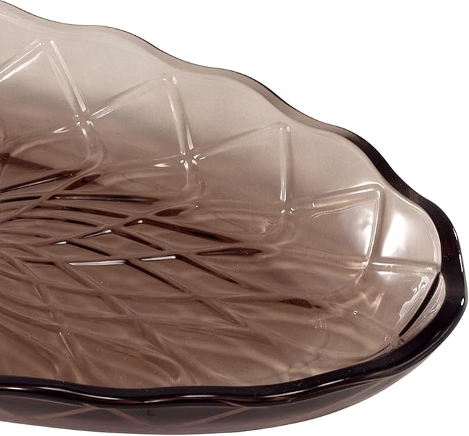 Nicole Miller – Vanity Tray, Embossed Glass with Scalloped Edge, Trellis Home Decor – Perfect for Organizing Toiletries, Cosmetics and Bathroom Essentials (Bijou Brown)