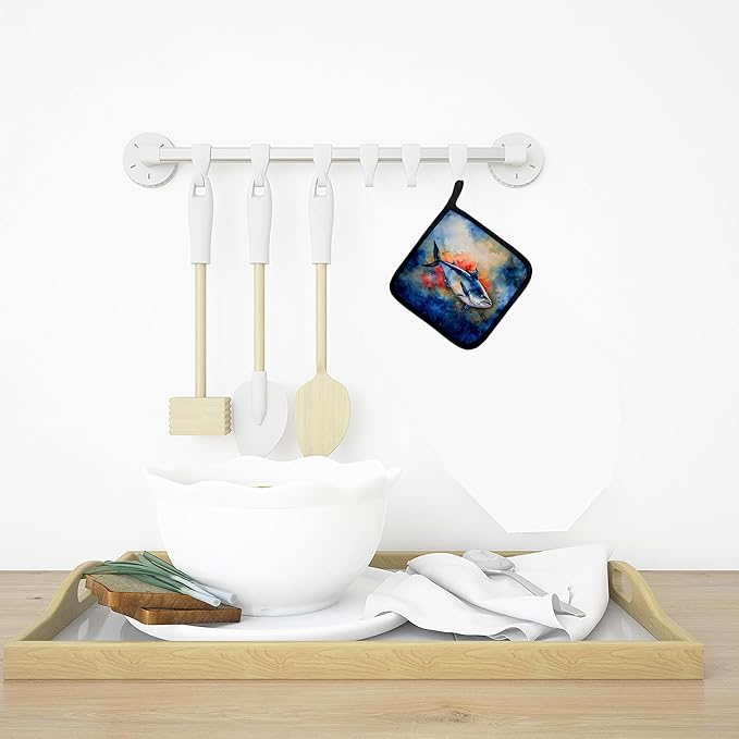 Caroline's Treasures Bluefin Tuna Pair of Pot Holders Kitchen Heat Resistant Pot Holders Sets Oven Hot Pads for Cooking Baking BBQ, 7 1/2 x 7 1/2
