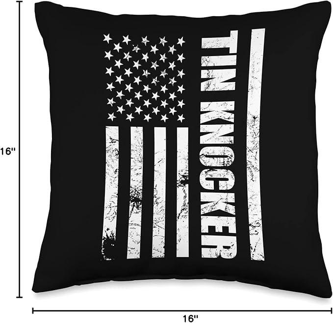 Tin Knocker Sheet Metal Worker, American Vertical Flag USA Throw Pillow