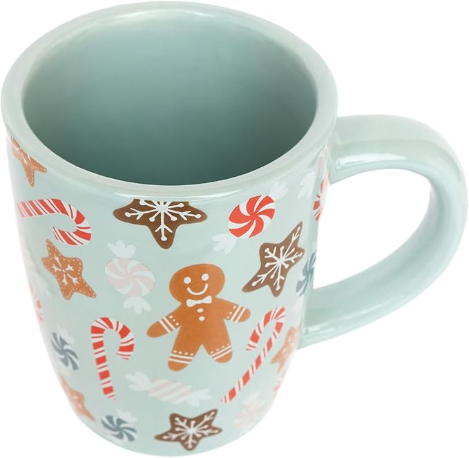 Boston International Ceramic Mug for Coffee Tea & Hot Drinks, 12 oz, Dancing Deer Gingerbread