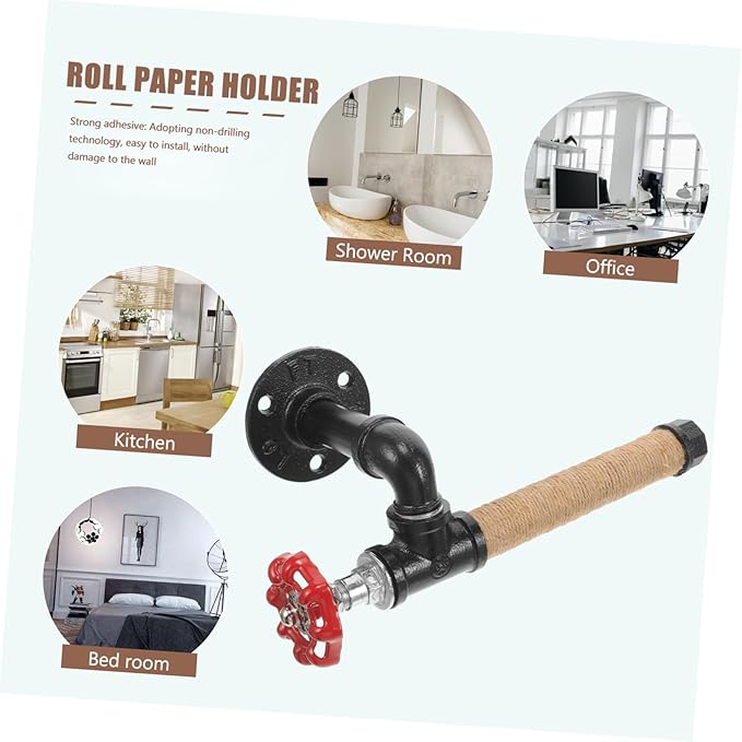 Angoily Iron Pipe Wall Bracket Rustic Industrial Towel Shelf for Bathroom Kitchen Towel -Mounted Paper Holder Elegant