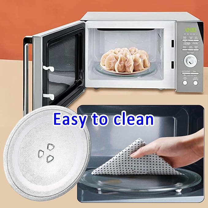 Microwave Glass Tray With 3 Fixtures, Scratch-Resistants Microwave Glass Plate, Universall Microwave Glass Turntable Plate Replacement, 315mm 255mm 245mm Diameter Round Microwave Plate ( Color : Clear