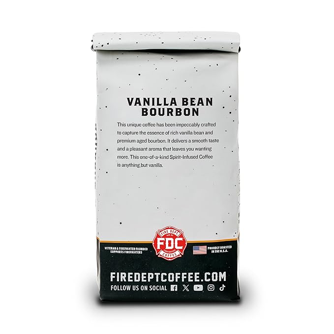 Fire Department Coffee - Vanilla Bourbon Coffee - Gives Back to Firefighters - Vanilla Bean Bourbon Infused Ground - Non-Alcoholic - Roasted in the USA - Veteran Owned (12 oz, Pack of 2)