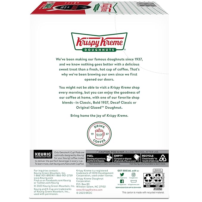 Krispy Kreme Classic Coffee, Keurig Single Serve K-Cup Pods, Medium Roast, 96 Count