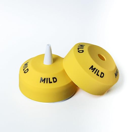 Culinary ID Bands "MILD" Silicone Bottle Lid Cover, Food Grade Reusable Label for 16-32 oz Squeeze Bottles, Color Coordinated Sauce Identifier for Kitchens and Restaurants