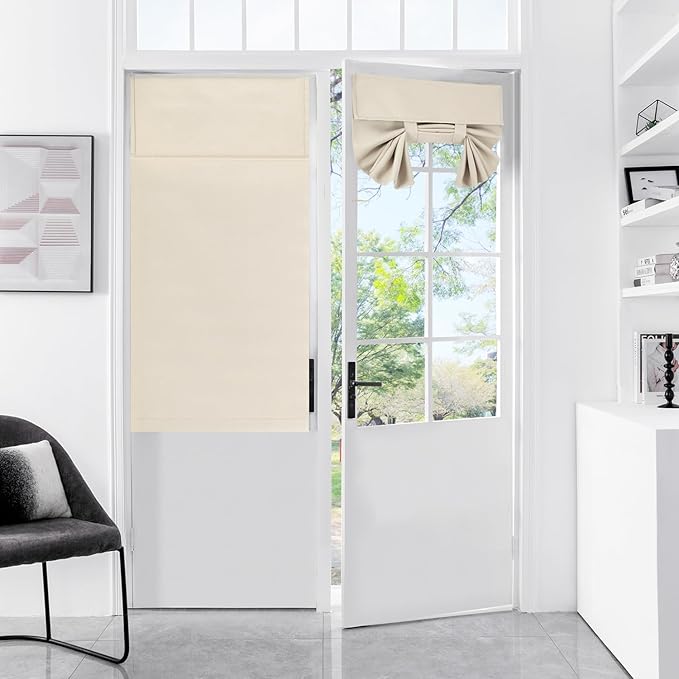 WdFour French Door Curtain - Blackout Thermal Insulated Door & Window Cover for Front/Side Doors - Noise Reducing & Energy Saving - Oatmeal, 34x40 Inches, 1 Panel