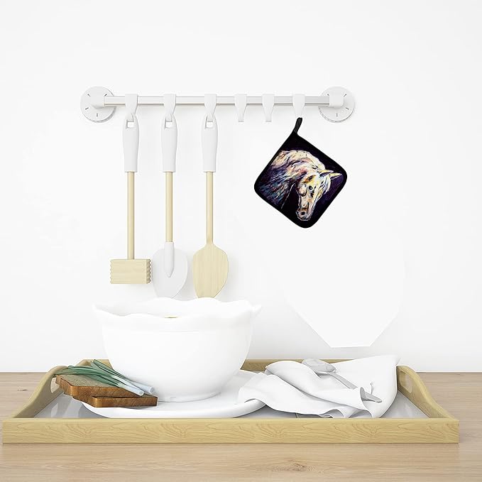 Caroline's Treasures MW1333PTHD Knight Horse Pair of Pot Holders Kitchen Heat Resistant Pot Holders Sets Oven Hot Pads for Cooking Baking BBQ, 7 1/2 x 7 1/2