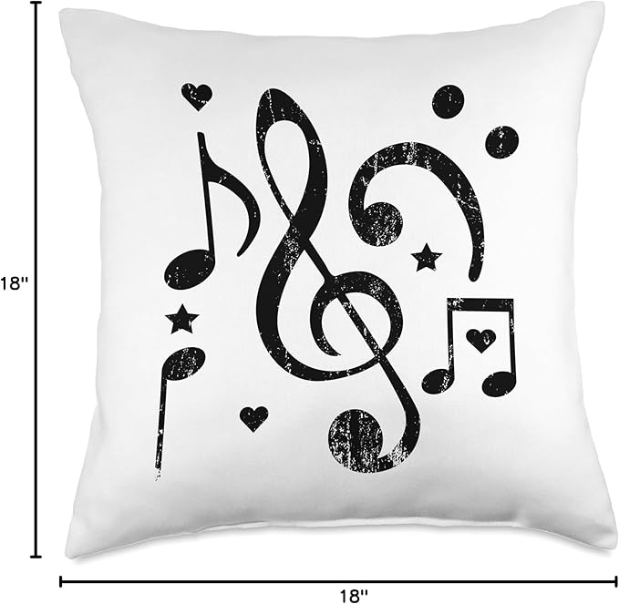 music singing hobby bass clef sheet music Musician Design Treble Clef Musical Notes Throw Pillow, 18x18, Multicolor