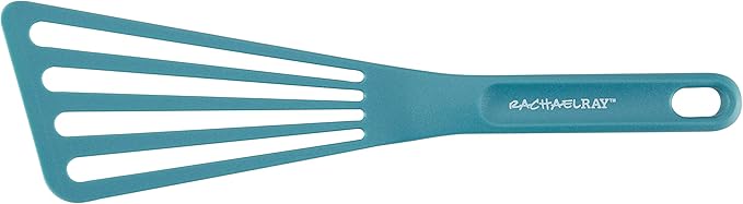 Rachael Ray 47564 Cucina Nylon Nonstick Utensils/Fish Turner, Spatula, Solid and Slotted Spoons, 4 Piece, Agave Blue