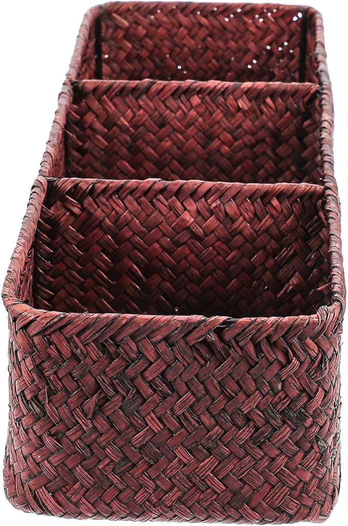 CHILDWEET Sturdy Seagrass Basket Handles Wicker Storage Basket for Home Organizing
