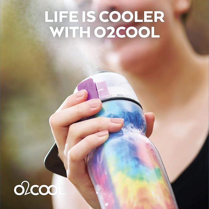 O2COOL Mist 'N Sip Misting Water Bottle 2-in-1 Mist And Sip Function With No Leak Pull Top Spout Reusable Sports Water Bottle - 20 oz (Yoga Mint)