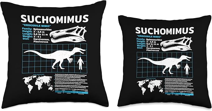 Suchomimus fact Sheet Dinosaur Facts Throw Pillow
