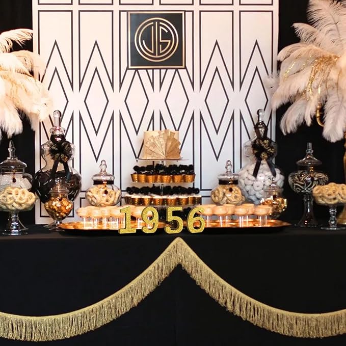 TONIFUL 4 Inch 1956 Gold Glitter Table Centerpiece Sign 1956 Number Block for 70th Birthday Decoration,Seventy Years Old Birthday Table Decoration,Class of 1956 Reunion Decorations or Anniversary