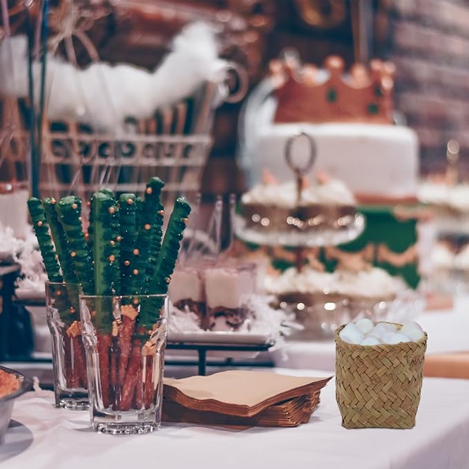 Mini Straw Basket Party Favor Container Small Woven Box Candy Holder for Wedding Home D Cor and Storage