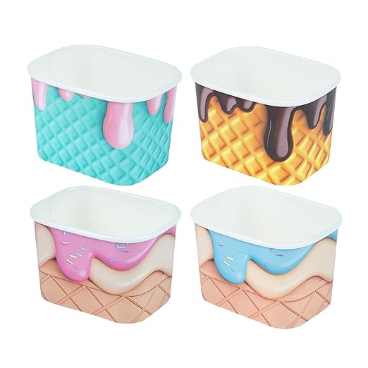 Coppetta 12 Ounce Dessert Cups, 200 Greaseproof Ice Cream Cups - Lids Sold Separately, For Hot And Cold Foods, Assorted Cone Paper Yogurt Bowls, Disposable, Sturdy - Restaurantware