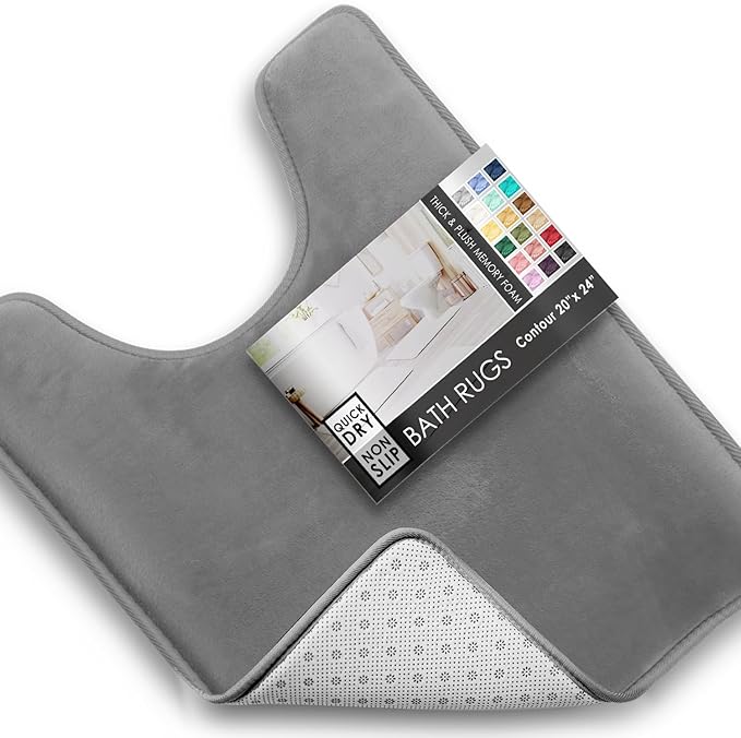 Clara Clark Bathroom Rugs, Velvet Memory Foam Bath Mat, Non-Slip Bath Rugs, Machine Wash, Dries Quickly, Ultra Soft Plush Bath Mats for Bathroom,