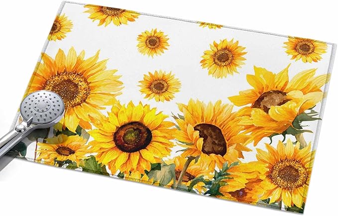 Area Rug 2x3ft, Summer Pastoral Sunflower Washable Rugs for Living Room Bedroom, Farmhouse Yellow Flower Soft Non-Slip Area Rugs Rectangle Floor Carpet for Dining Room