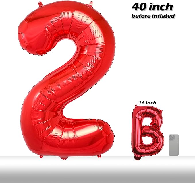 40 Inch 2026 Pack of 4 Red Big Helium Foil Balloon Numbers Large Mylar Number for Christmas New Year's Eve Party Graduation Birthday
