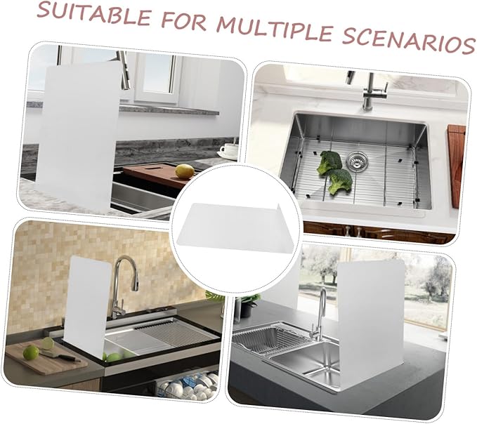 Veemoon 2 Mounted Stainless Steel Sink Splash Guard Kitchen Sink Splatter Shield Water-Resistant Side Splash Barrier for Home Use