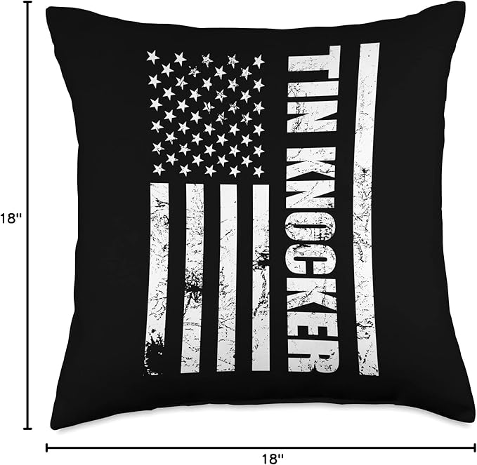 Tin Knocker Sheet Metal Worker, American Vertical Flag USA Throw Pillow