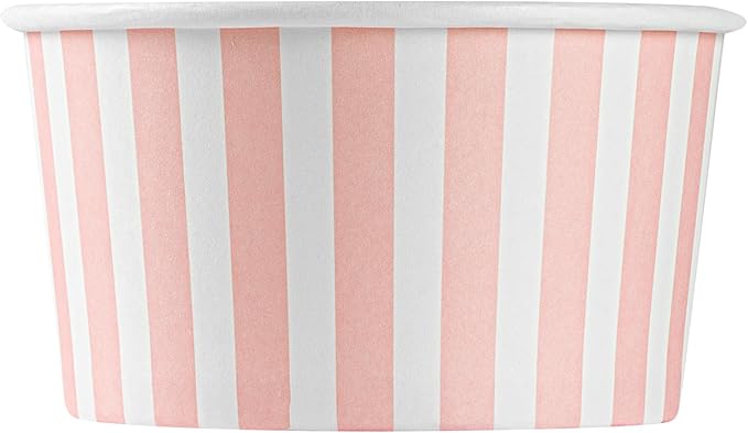 Coppetta 8-Ounce Dessert Cups, 50 Disposable Ice Cream Cups - Lids Sold Separately, Sturdy, Pink And White Paper FroYo Bowls, For Hot And Cold Foods, Perfect For Gelato Or Mousse - Restaurantware