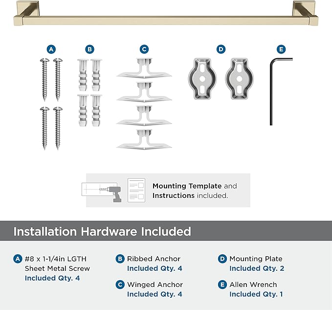 Amerock BH36074BBZ | Golden Champagne Towel Bar | 24 in (610 mm) Towel Rack | Appoint | Bathroom Towel Holder | Bathroom Hardware | Bath Accessories