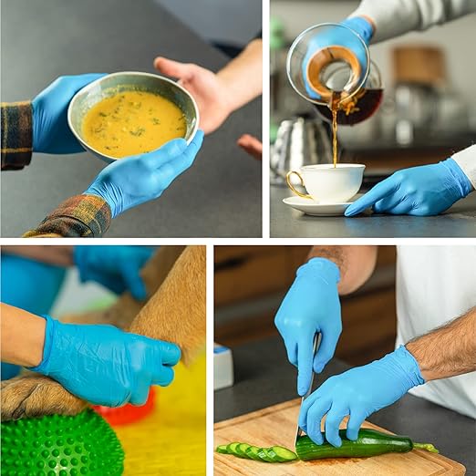 Raxwell Nitrile Exam Gloves - Latex Free Medical Gloves - Powder Free Food Grade & Disposable Protection - Textured Secure Grip Food Prep Glove & Cleaning Use - Medium, Blue, 4 Mil, 1000 Count