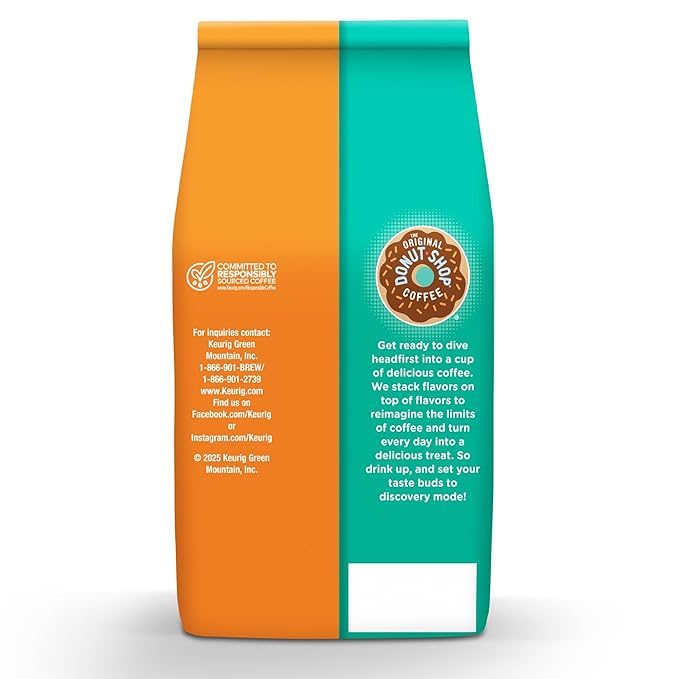 The Original Donut Shop Coffee, Nutty Caramel, Medium Roast, Flavored Ground Coffee, 12 oz Bag