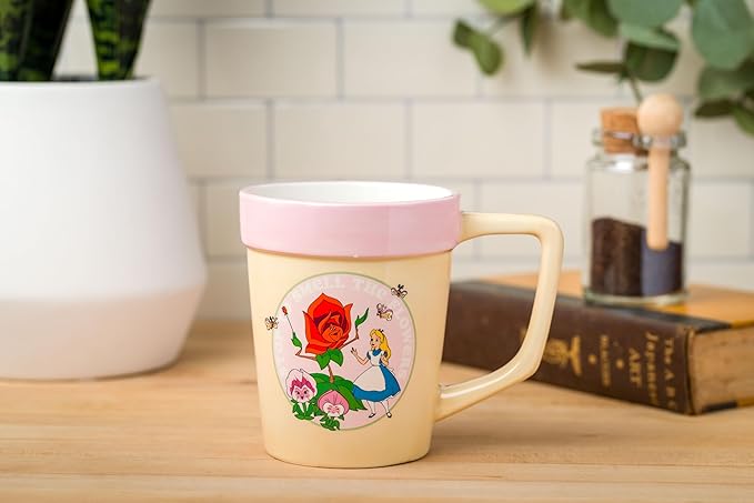 Silver Buffalo Disney Alice in Wonderland “Stop to Smell The Flowers” Ceramic 3D Sculpted Mug, 20 Ounces