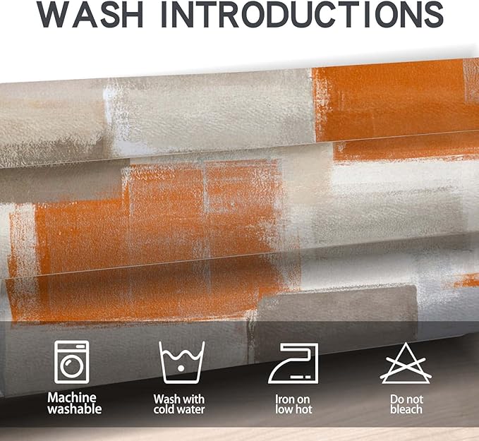 MCALK Beige Kitchen Curtains Tiers Set 2 Piece for Windows Orange Kitchen Window Curtains Set,Modern Abstract Art Valances for Living Room(24" Tiers Set)