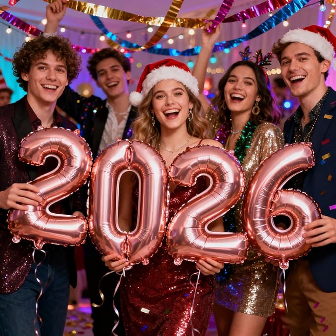 2026 Balloons Rose Gold Number 2026 Balloon-16 Inch Number Foil Balloons for Graduation Party Decorations 2026