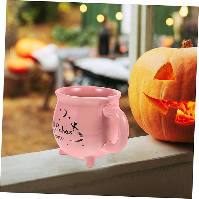 NOLITOY Ceramic Cauldron Mug Kawaii Drinking Cup for Halloween Unique Design for Home Office Cafe and Parties Comfortable and Eye-catching