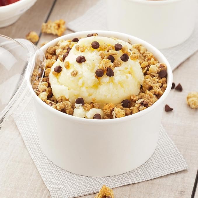 Coppetta 12-Ounce Dessert Cups, 50 Disposable Ice Cream Cups - Lids Sold Separately, Sturdy, White Paper Frozen Yogurt Bowls, For Hot And Cold Foods, Perfect For Gelato Or Mousse - Restaurantware