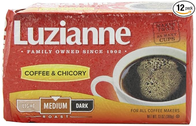 Luzianne Coffee & Chicory Medium Roast Ground Coffee, 13oz Bag (Pack of 12)