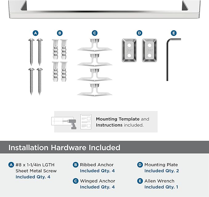 Amerock BH3600326 | Chrome Towel Bar | 18 in (457 mm) Towel Rack | Blackrock | Bathroom Towel Holder | Bathroom Hardware | Bath Accessories | Hand Towel Holder