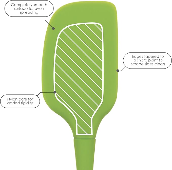 Tovolo Flex Core Silicone Spatula Spoonula Set of 2 for Non Stick Cast Iron Cooking & Baking, Dishwasher Safe Heat Resistant BPA Free Long Stainless Steel Handle Kitchen Utensil, Charcoal Gray