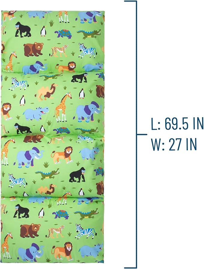 Wildkin Kids Pillowcase Lounger Cover – Travel-Friendly Sleepover Lounger, Fits Standard Pillows (Pillows Not Included), Soft Cotton Blend, Fun Patterns for Boys & Girls - Wild Animals