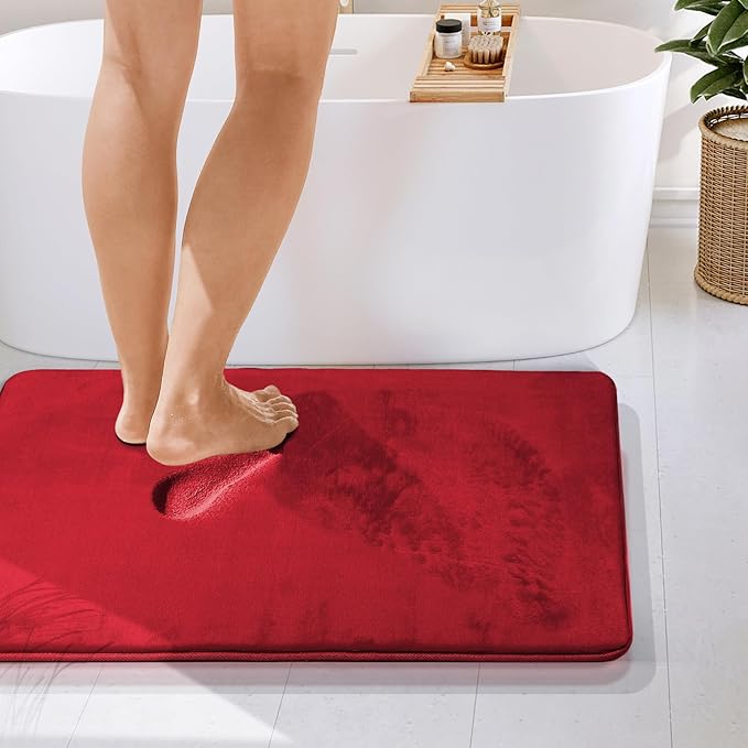 Clara Clark Bathroom Rugs, Velvet Memory Foam Bath Mat, Non-Slip Bath Rugs, Machine Wash, Dries Quickly, Ultra Soft Plush Bath Mats for Bathroom,