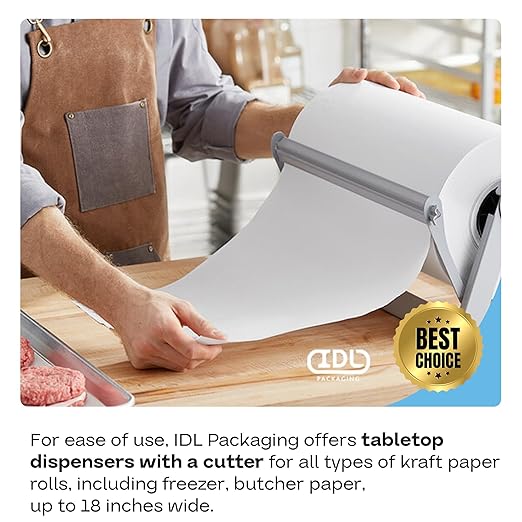 Freezer Paper Roll 36" x 1800" (150 feet) - USA-made White Paper for Freezing Food - Freezer Material with Special Coating for Meat & Fish - Strong Barrier Against Air and Moisture by IDL Packaging