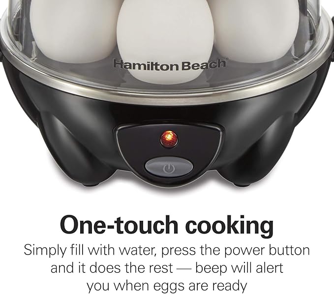 Hamilton Beach 3-in-1 Electric Egg Cooker for Hard Boiled Eggs, Poacher, Omelet Maker & Vegetable Steamer, Holds 14, Black (25508)